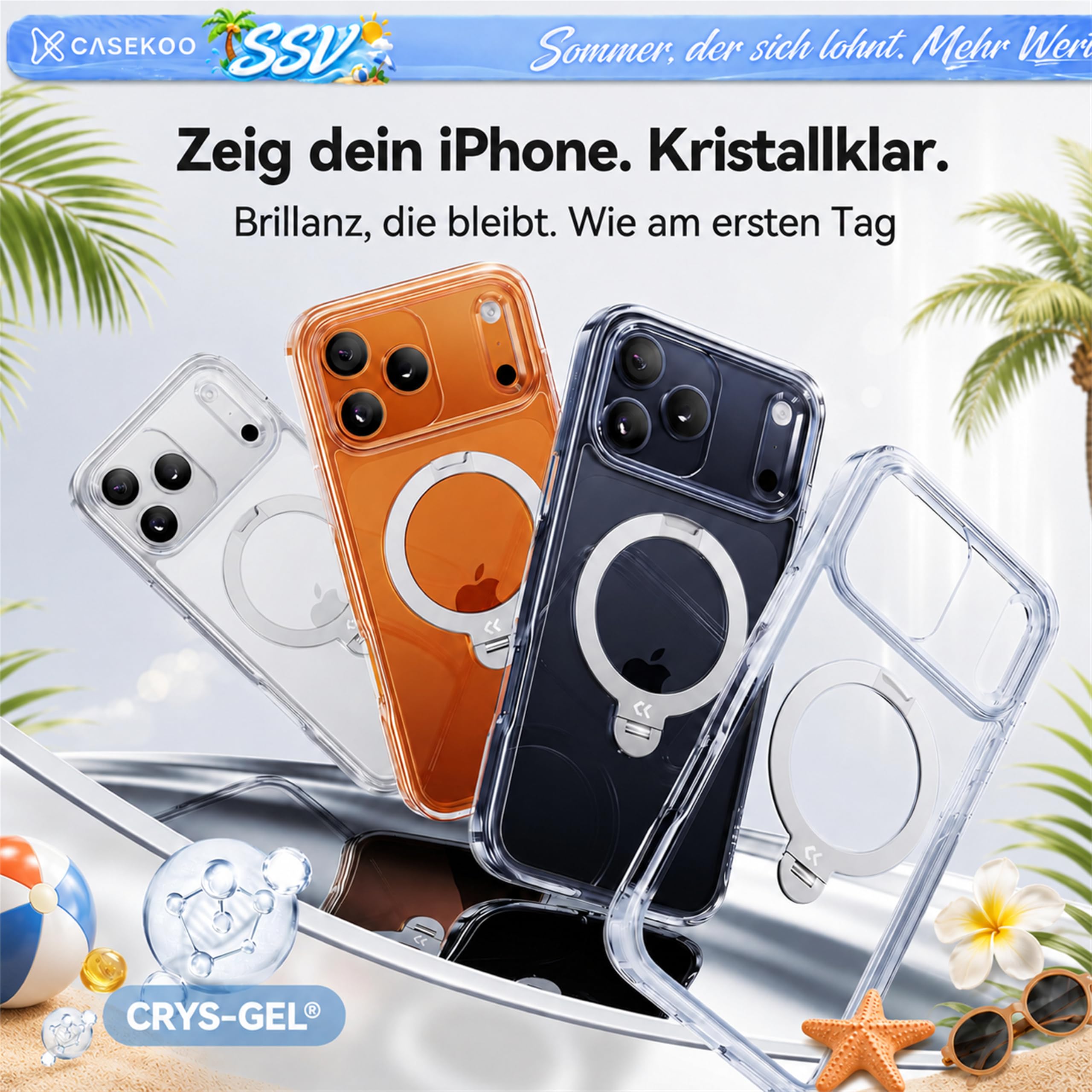 CASEKOO für iPhone 17 Pro Hülle für MagSafe [360 Drehständer] [Kameraschutz & Militärschutz] Stoßfest Schutzhülle Transparent Handyhülle für iPhone 17 Pro Case 6,3 Zoll - Durchsichtig