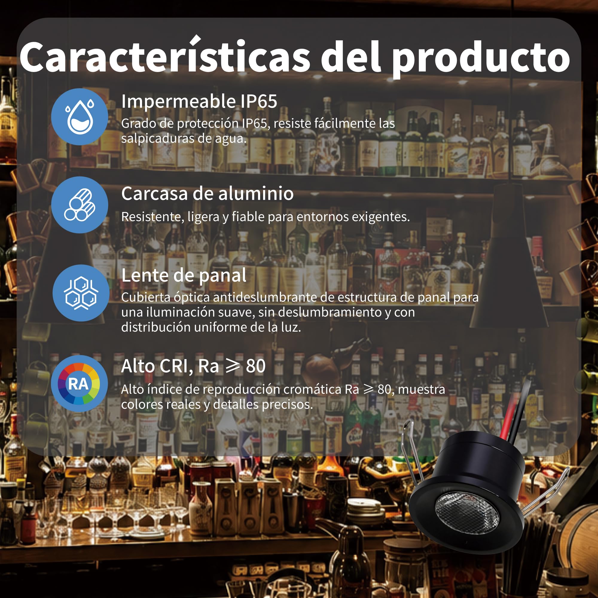 Mini Focos LED 2W 6uds DC 12V, IP65 Impermeable Foco Pequeño Empotrable Techo, 25mm Iluminación DIY para Muebles Cuadros Paredes Cocina Escaleras Vitrinas Pasillos (Negro Blanco Cálido)