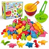 Counting Dinosaur Sorting Toy Set, Color Matching Classification Game, Montessori Fine Motor Skill Preschool Educational Montessori Learning Toys for 3 4 5 Years Old