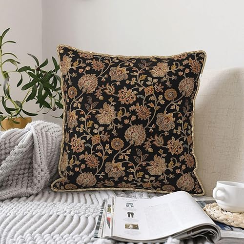 Miniatura 5 de Vintage Tapestry Velvet Pillow Covers 20x20 In Black Brown Bohemian Boho Carpet Throw Pillows for Couch Soft Cushion Covers Rustic Retro Rug Pillow