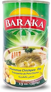 Baraka Original Tahini Hummus Dip: All-Natural Vegan Chickpea Spread, Dairy-Free, Non-GMO, No Additives, 13oz Pack