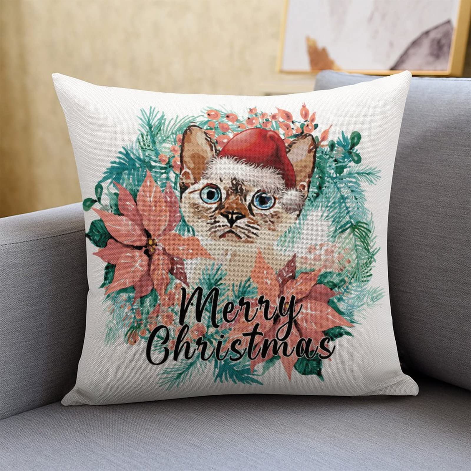 holiday cat pillow