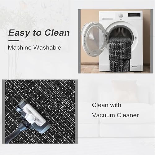 Miniatura 5 de Nailttos Alfombra de pasillo de 2 x 6 pies, moderna alfombra bohemia reversible tejida a mano, lavable a máquina, alfombra de pasillo de cocina para