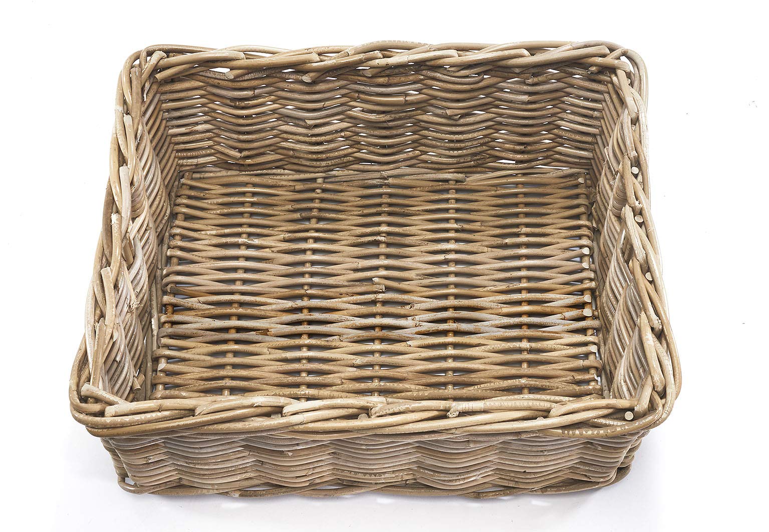 Kobolo Rattankorb Regalkorb Aufbewahrung eckig Rattan 52x40x20 cm Grau