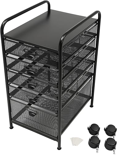 Miniatura 3 de Archivador rodante con 5 cajones, organizador de carrito de manualidades con ruedas, almacenamiento delgado para maquillaje, cocina, utilidades,