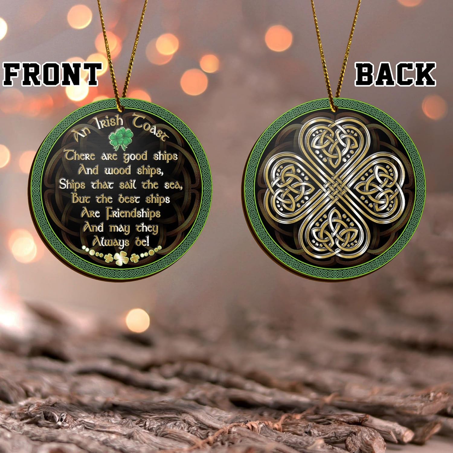 St. Patrick's Day Irish Pride Proud to Be Irish Wooden Ornament, Irish Blessing, Irish Cross, Lucky Leprechaun, Gifts for Irish Family Friends Colleagues (02) - Image 2