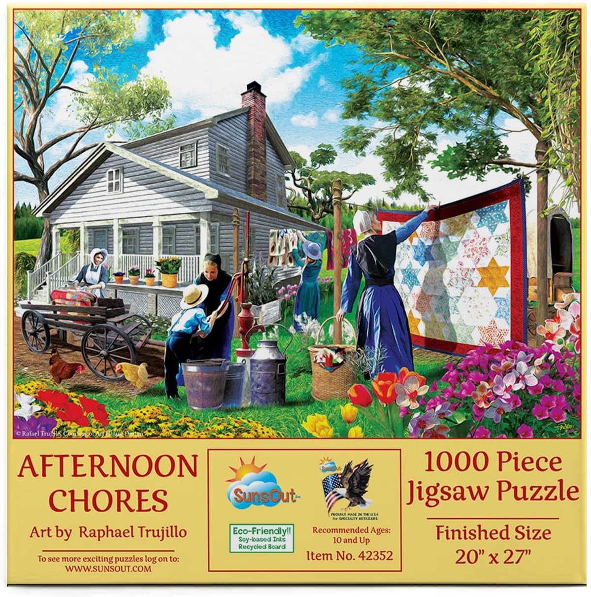 SUNSOUT INC - Afternoon Chores - 1000 pc Jigsaw Puzzle by Artist: Rafael Trujillo - Finished Size 20" x 27" - MPN# 42352