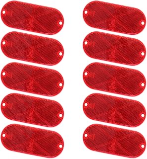 10pcs Red Oval Reflector with Mounting Hole for Cars, Trailer, Boat, Mailboxes
