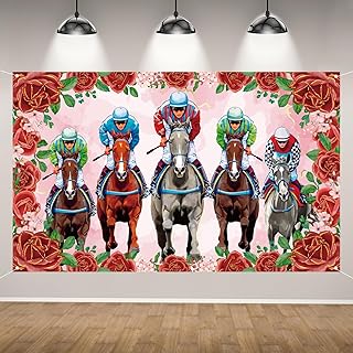 Kentucky Backdrop for Photography Horse Racing Run for The Rose Banner Churchill Downs Day Party Decorations and Supplies for Home Party-71×43''