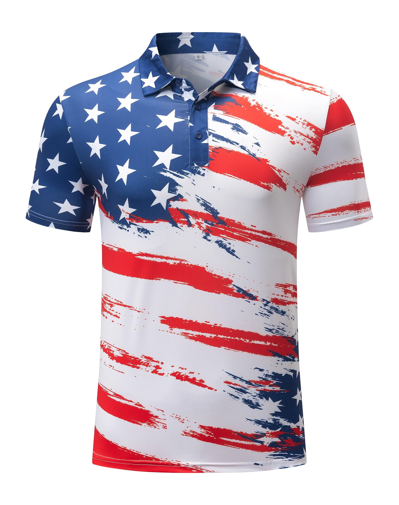 Men's 4th of July Polo Shirt American USA Flag Patriotic Short Sleeve Tee Shirt Quick Dry Funny Golf Hawaiian Top X-Large Blue