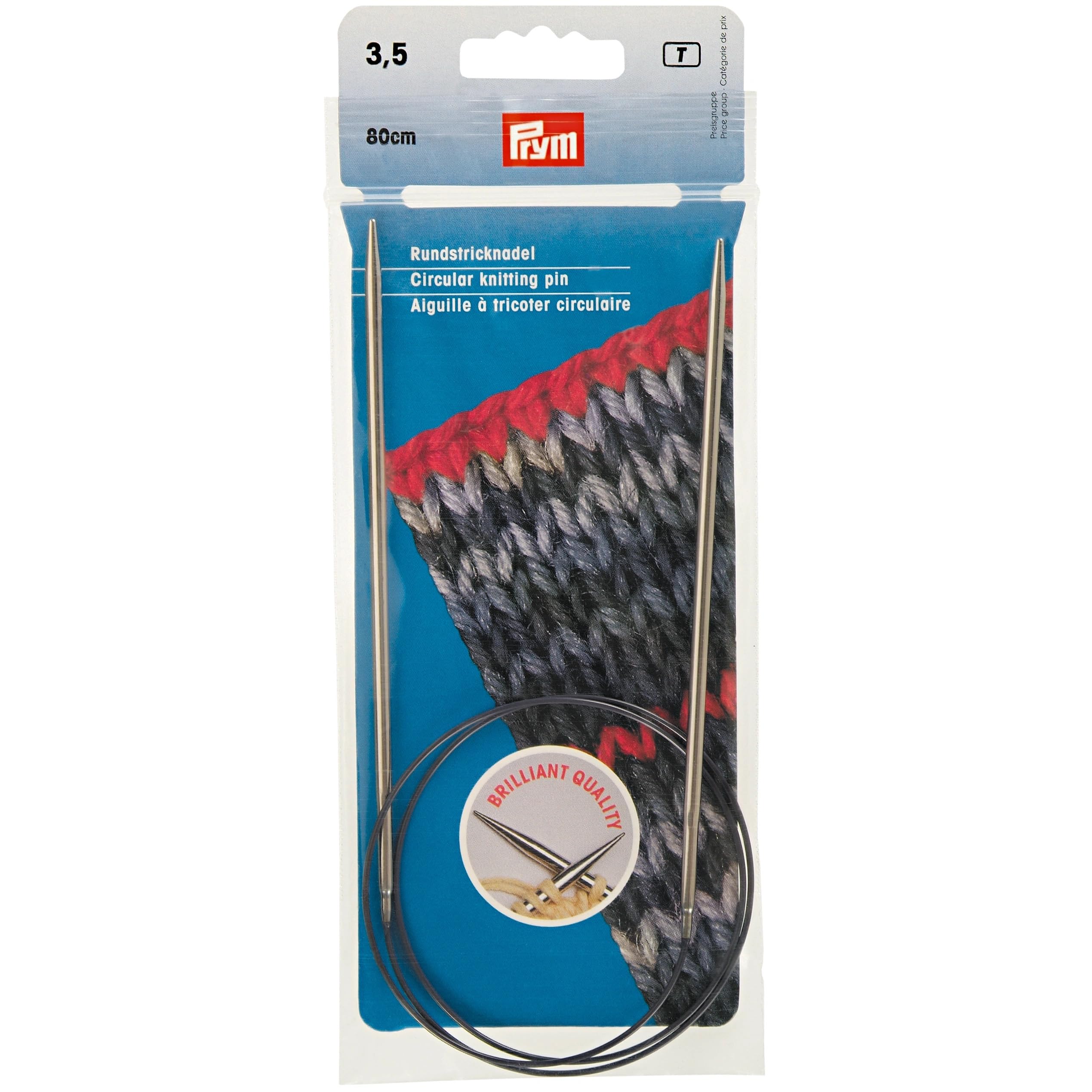 Circular Knitting pins Brass 80 cm 3.50 mm Silver col