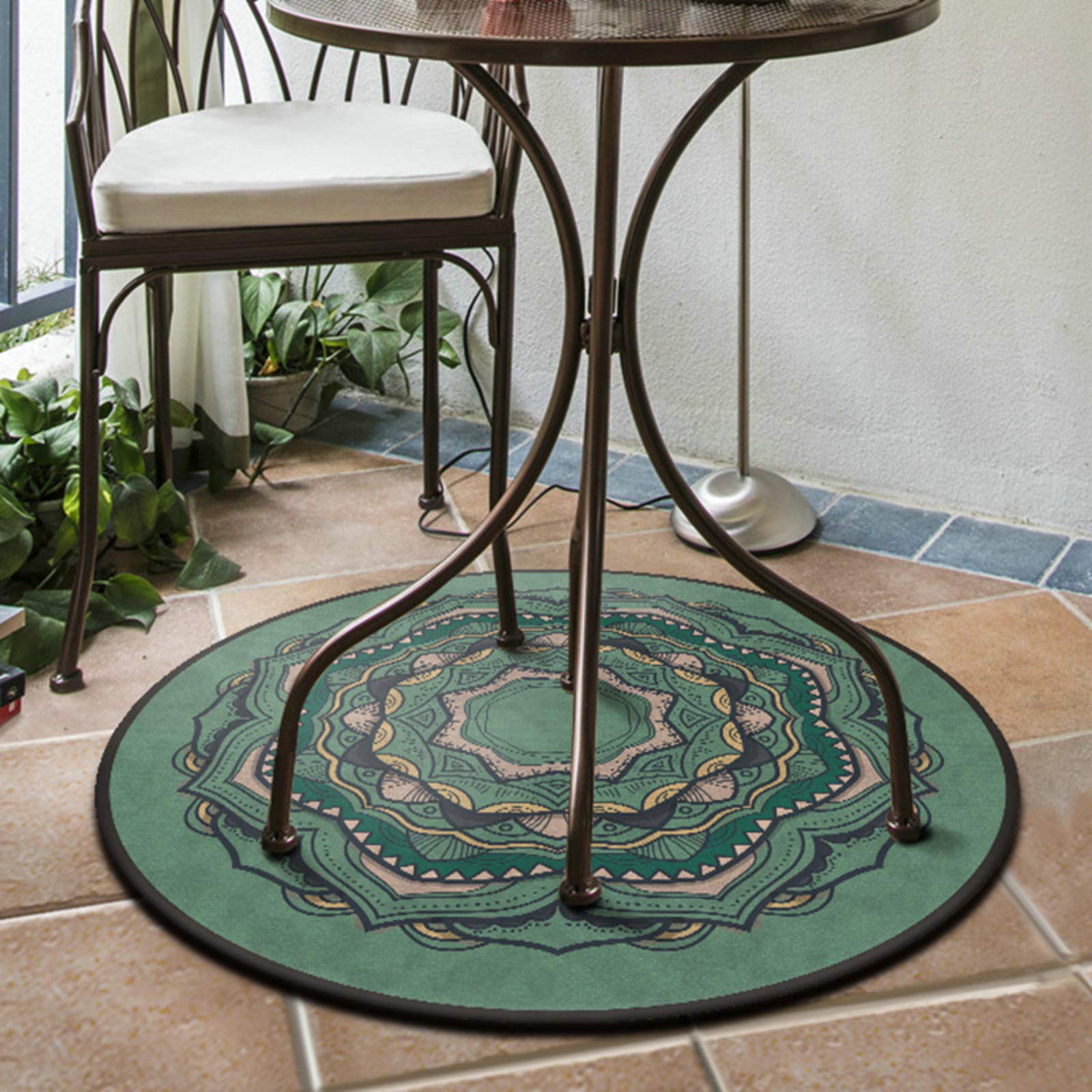 Styl etniczny Retro Mandala Dywan Okrągły Dywan Balkon Nordycki Stolik Kawowy Wiszący Kosz Salon Dekoracja Dywan-W Średnicy-Ja 180cm Średnicy.