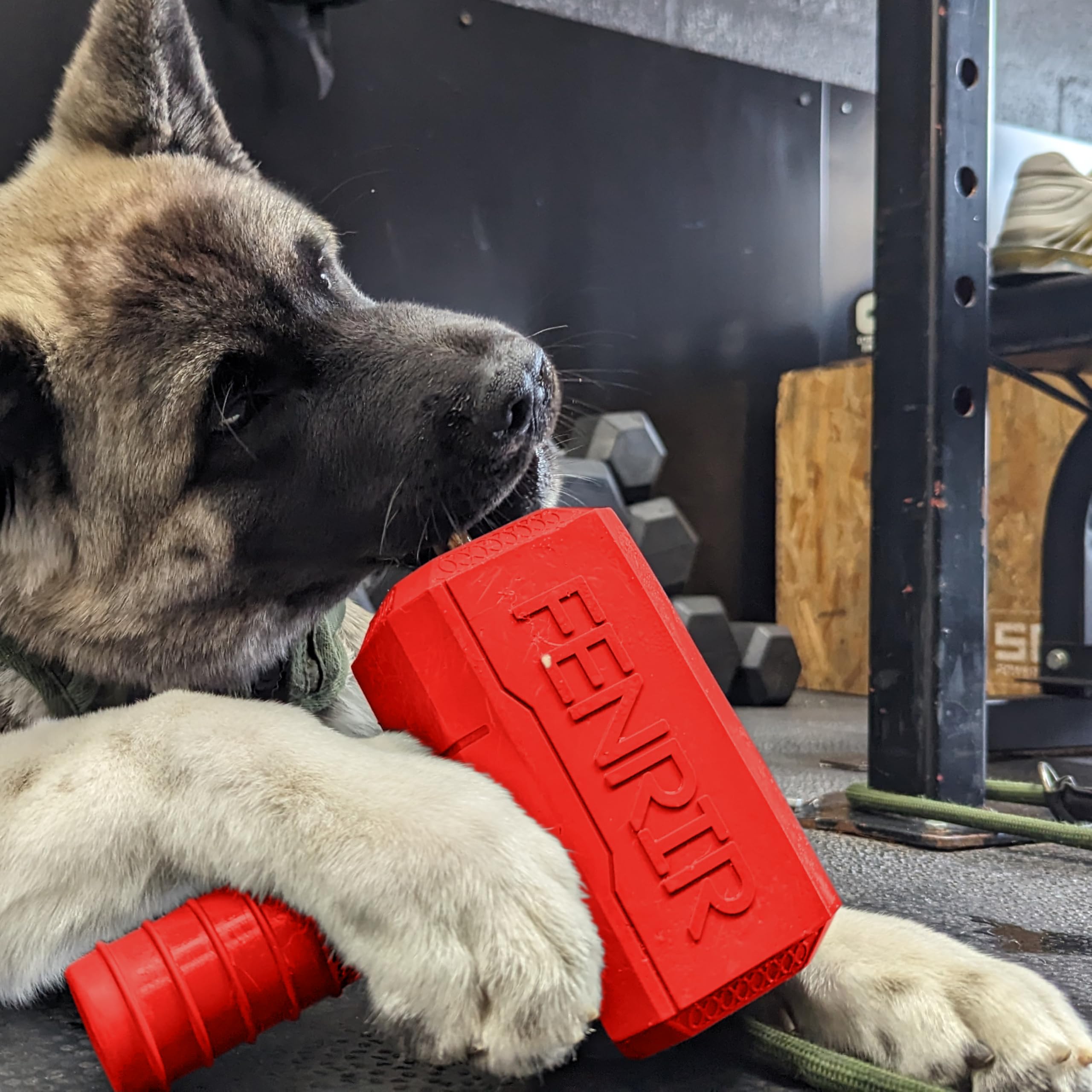 Fenrir Hammer - Juguete masticable para Perros, Juguete de enriquecimiento rellenable de Goma Fuerte para masticadores (Rojo, Grande)