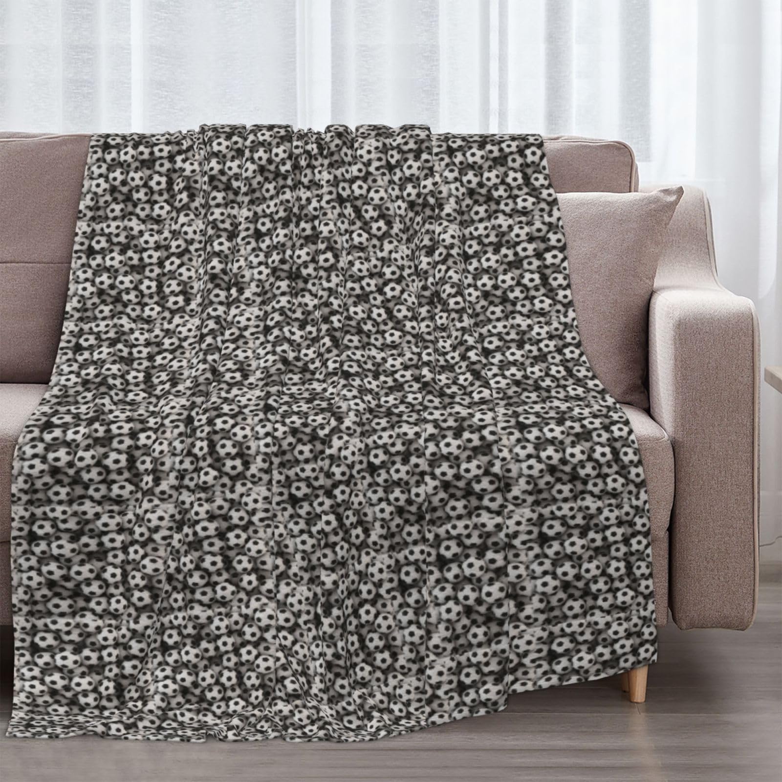 Couverture en flanelle avec imprimé football et mer, 177,8 x 203,2 cm, confortable et chaude pour l'hiver, le camping ou les voyages