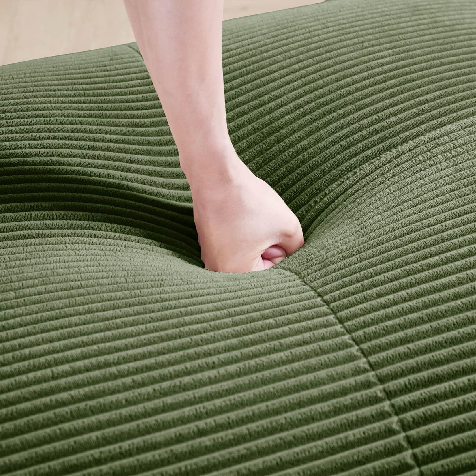 Canapé 2 Places en Velours Côtelé,Canapé Modulable avec 1 Pouf | Accoudoirs Incurvés et Dessou Antidérapant,Rembourrage très élastique,aucun assemblage requis,pour Salon,Chambre