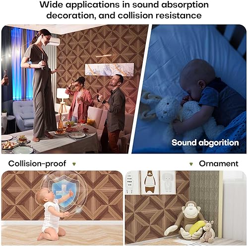 Miniatura 6 de Paquete de 10 paneles acústicos grandes de espuma, 15.7 x 15.7 x 0.4 pulgadas, alta densidad (0.9 lbpie), diseño 3D con impresión de grano de