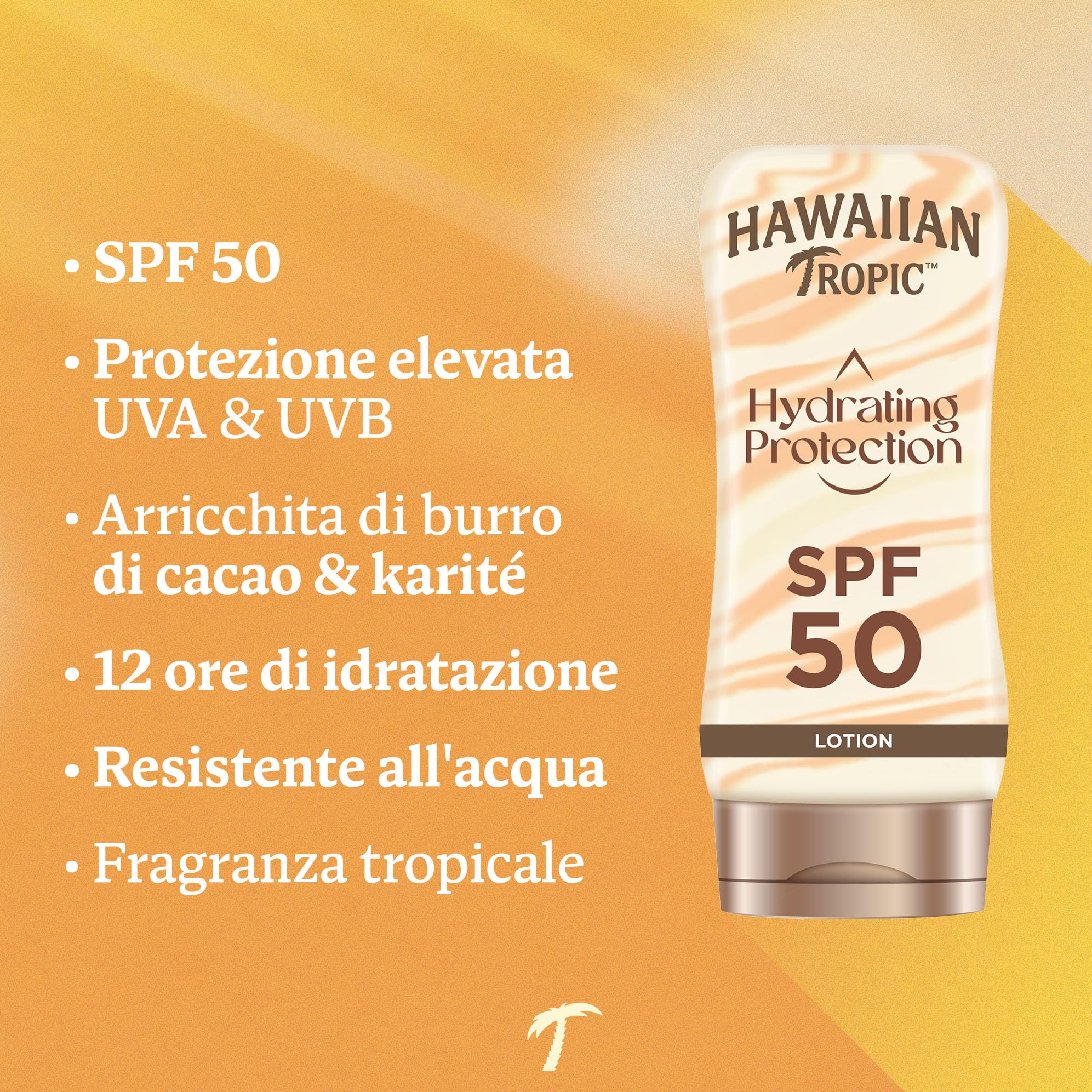 Hawaiian Tropic, Lozione Solare Hydrating Protection Sunscreen SPF 50, 180 ml