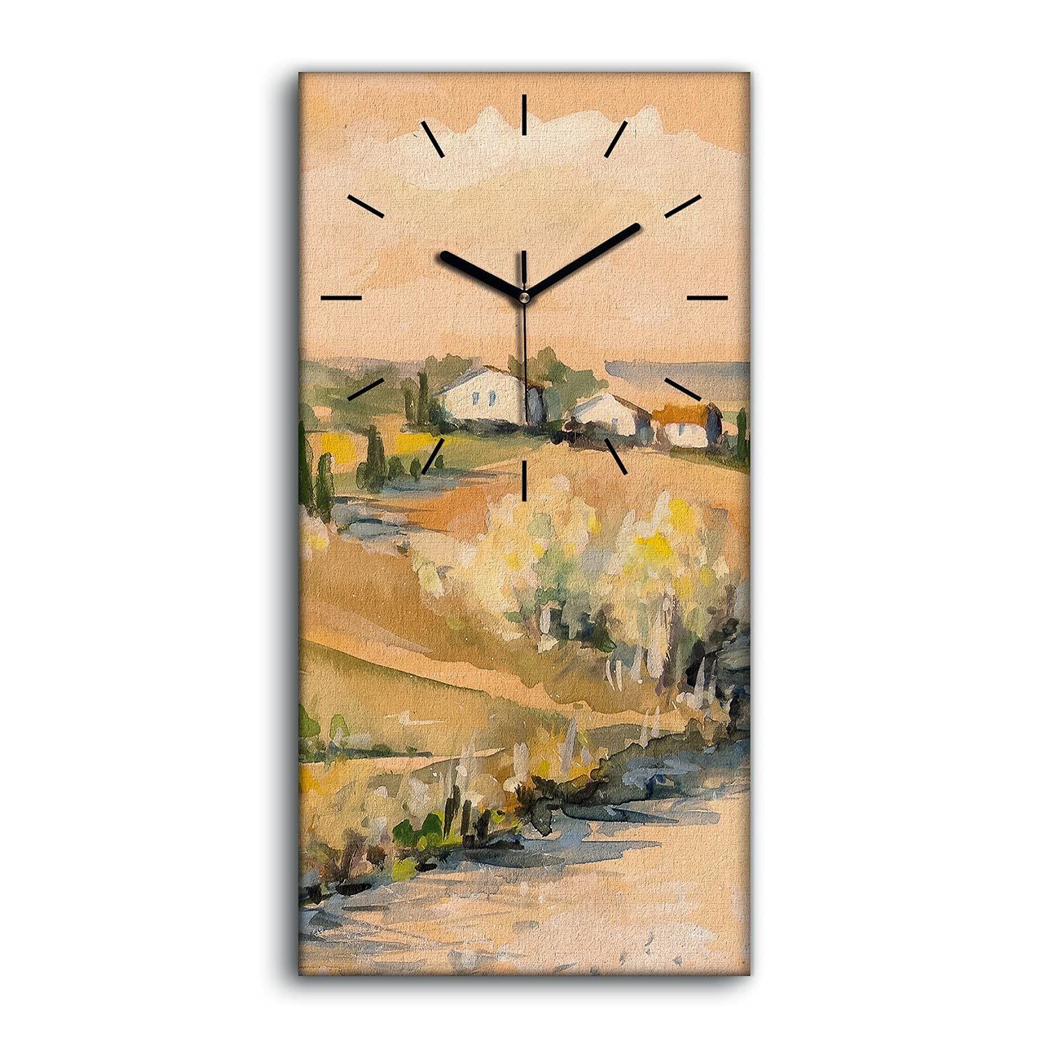 Campagne toscane aquarelle horloge sur toile cadeau idéal crémaillère