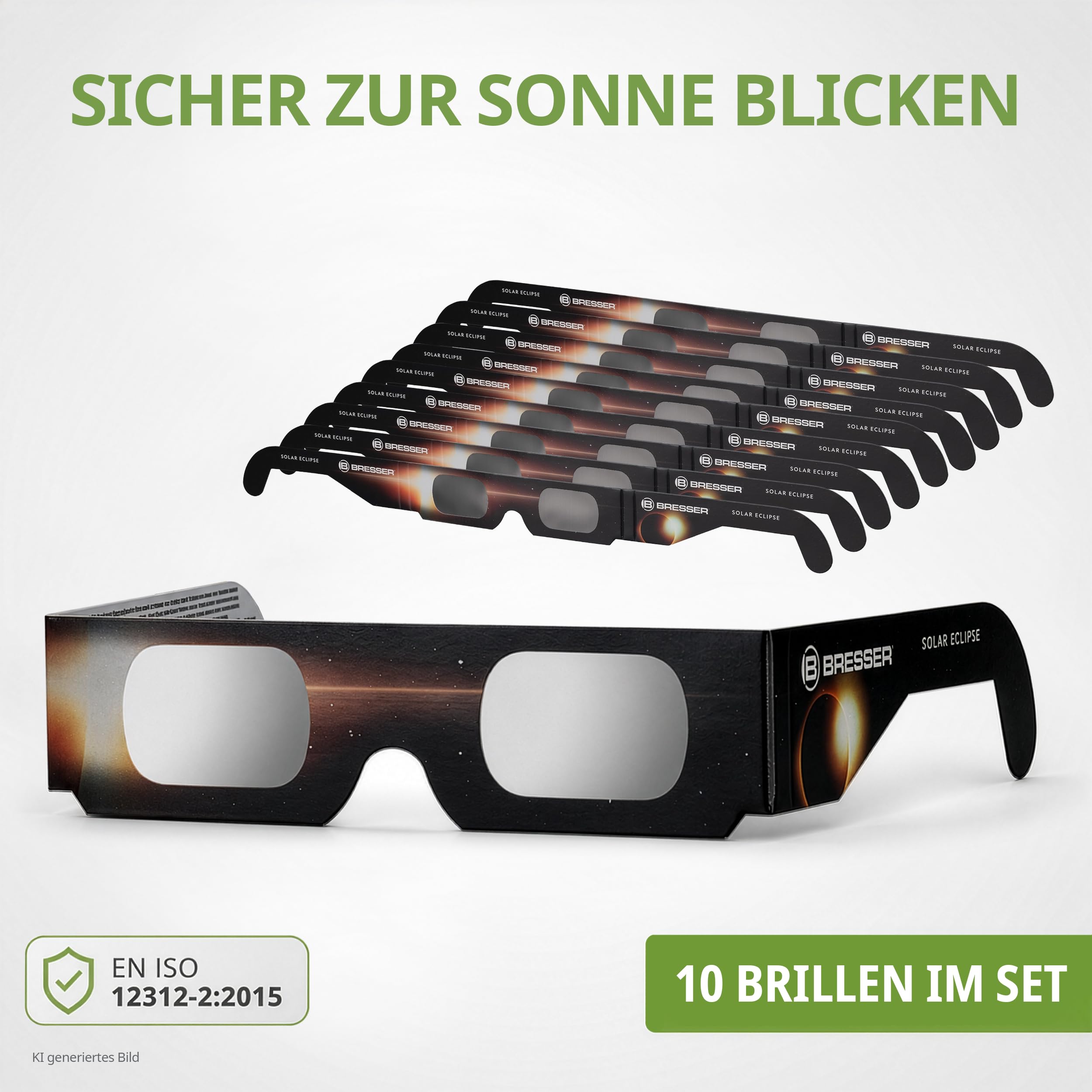 BRESSER Occhiali per eclissi solare (10 pezzi) - Design B