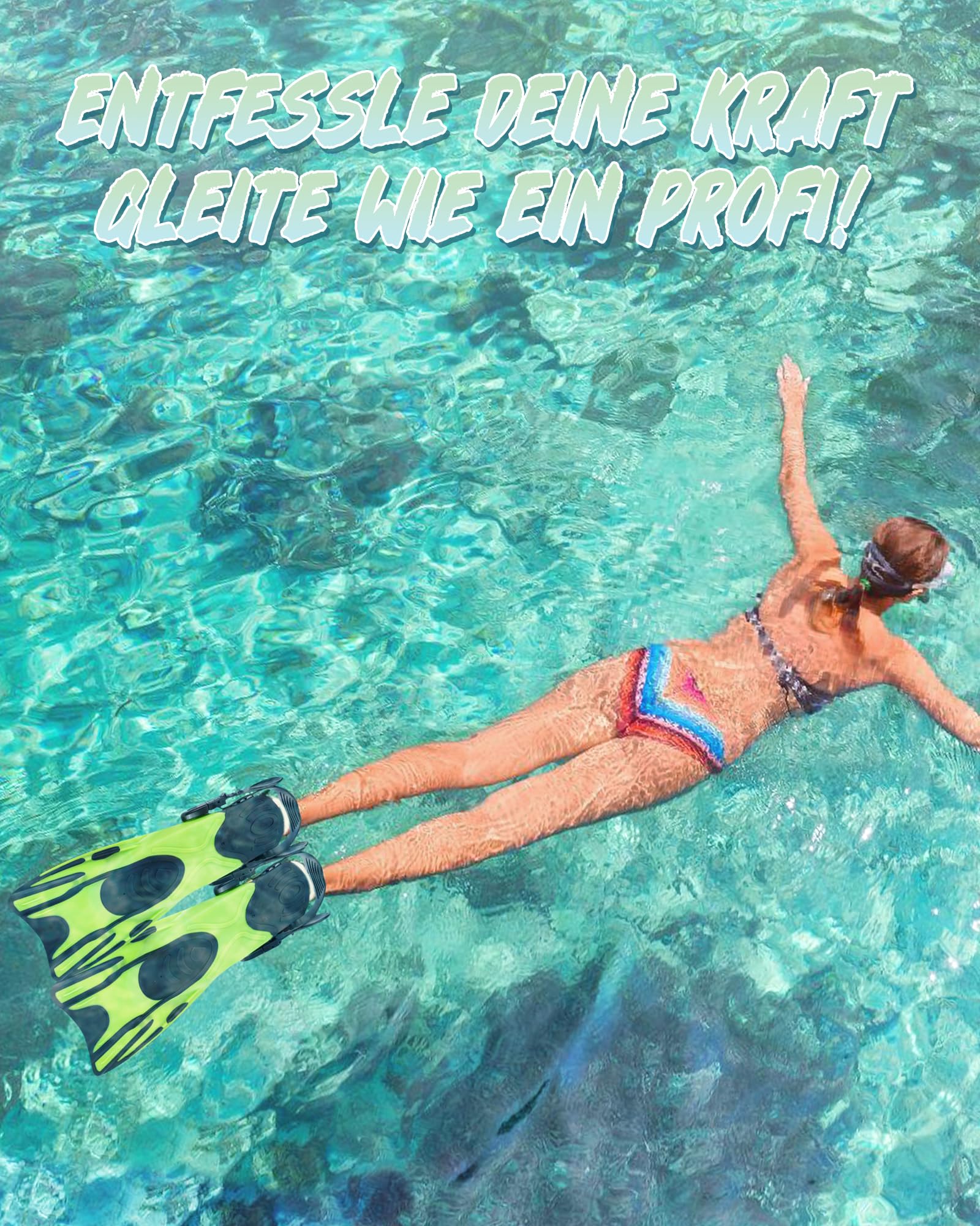 Hikeen Verstellbare Schnorchelflossen: Schwimmflossen Kurz Flossen Erwachsene mit Offener Ferse, Unisex Tauchflossen inkl. Netzbeutel