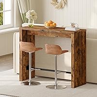 MAHANCRIS 39.4" Industrial Counter Height Bar Table with Footrest - Narrow Pub Table for Kitchen, Rustic Brown Black BTHR1801