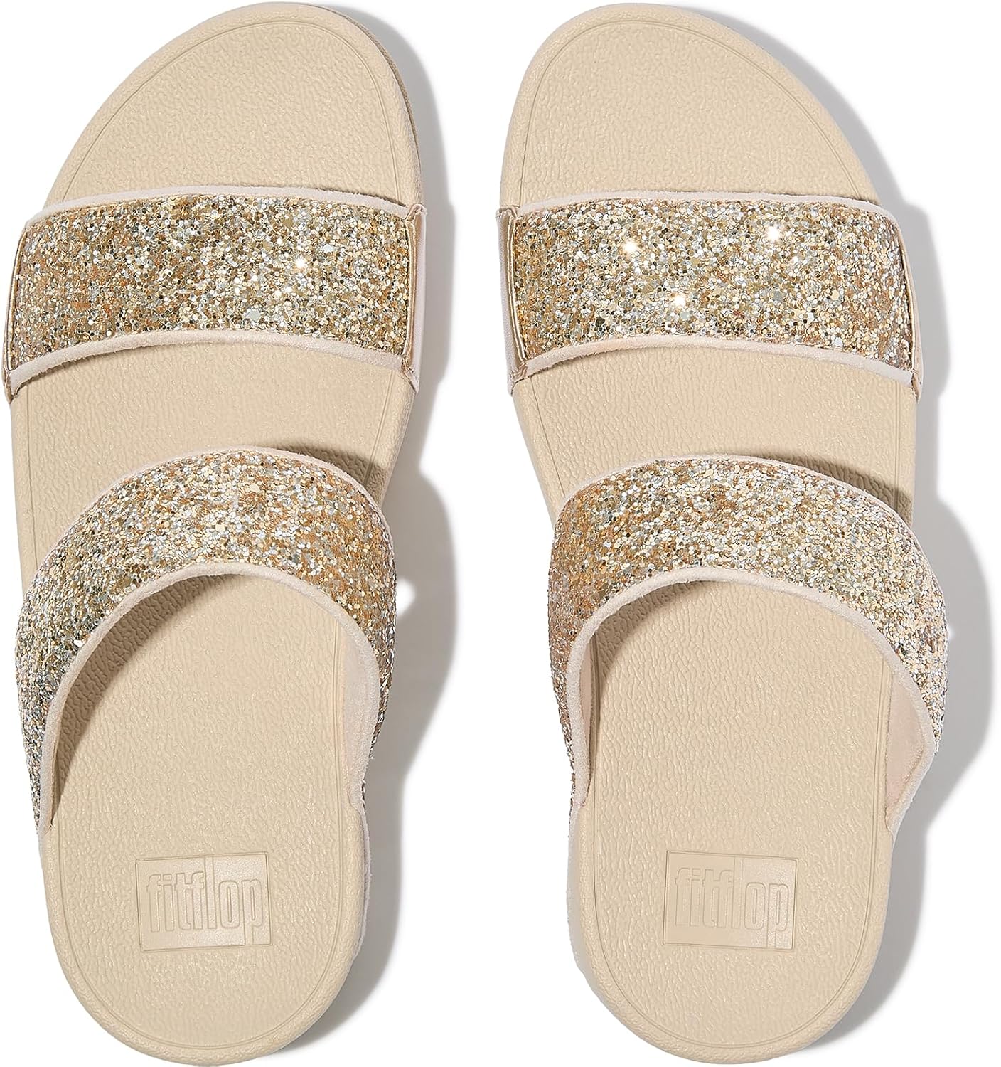 FitFlop Women's Lulu Multi-Tonal Glitter Slides | Padded Slip-On Sandals w/Ergonomic Triple-Density Microwobbleboard Midsole