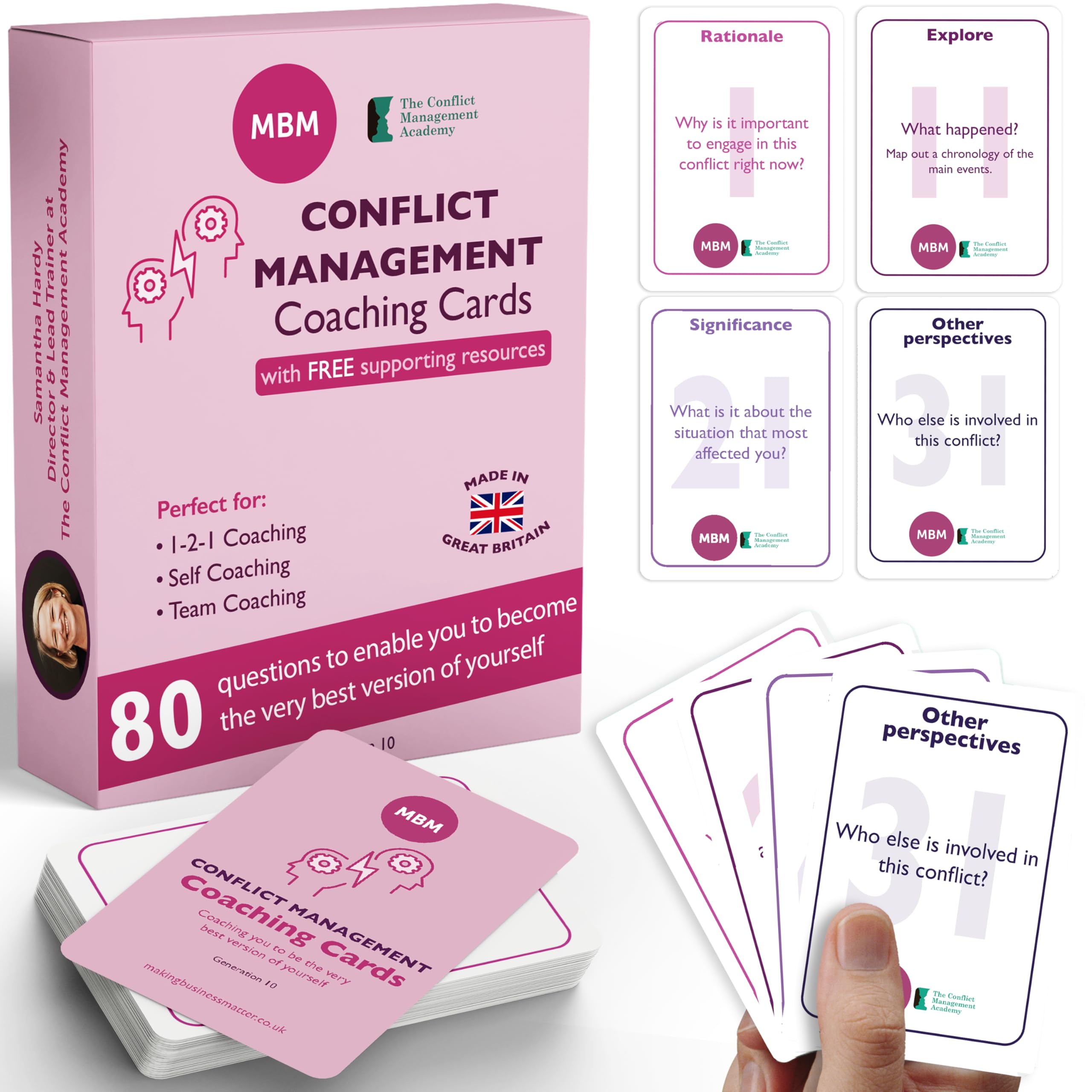 MBM Coaching Cards for Leadership & Professional Development, Pink, 10.4 cm x 7.5 cm (60 cards)