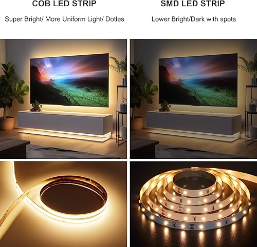 Miniatura 2 de Tira de luces LED COB regulables de 32.8 pies, tira de luz LED ultra brillante blanca cálida de 2700 K, 24 V, 3200 LED, luz de cinta LED CRI 93+