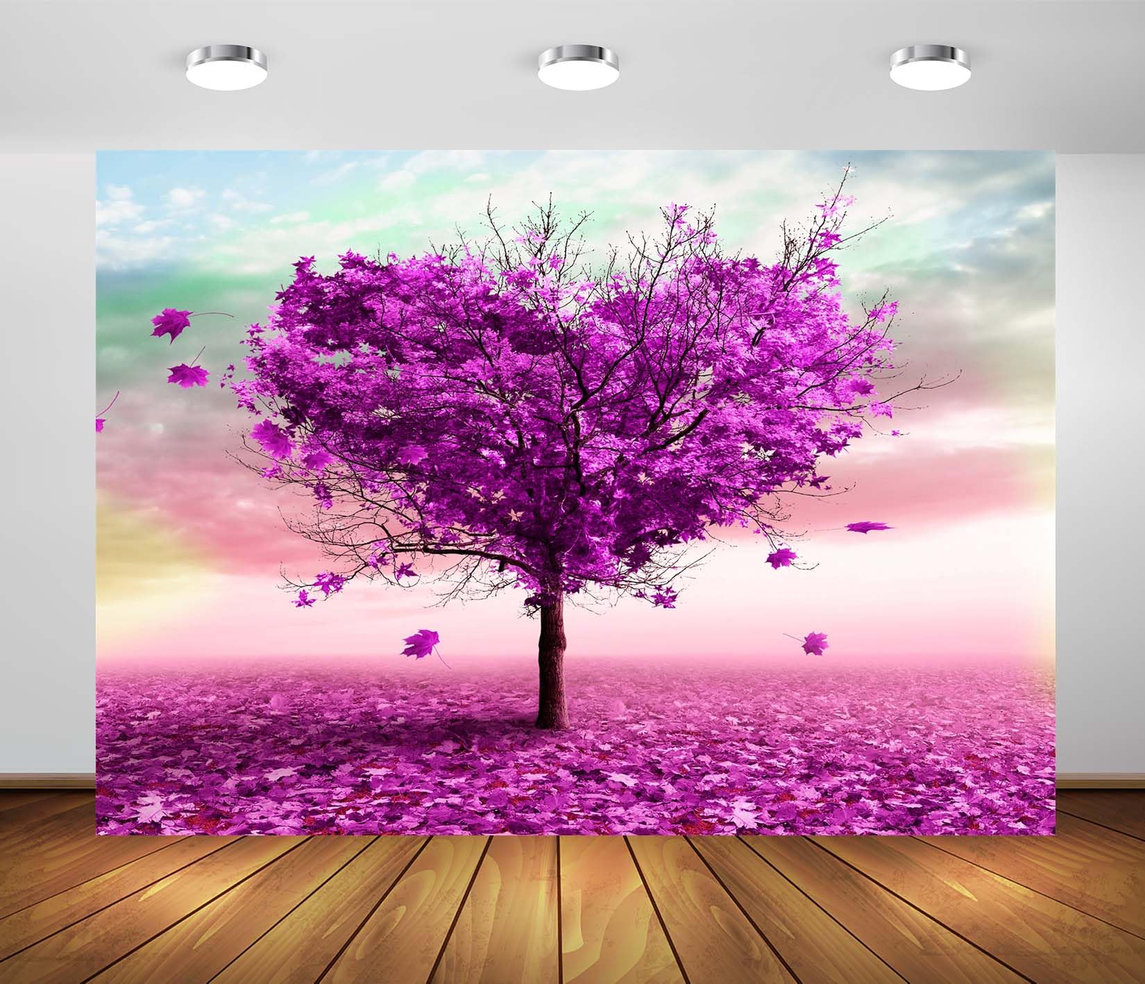20x10FT (6x3m) Albero Rosa A Forma Di Cuore Sfondo Fotografico | Albero Rosa A Forma Di Cuore Tessuto Background,Fiori Viola Petali Cadenti,Decorazioni Festa E Foto,Photo Booth