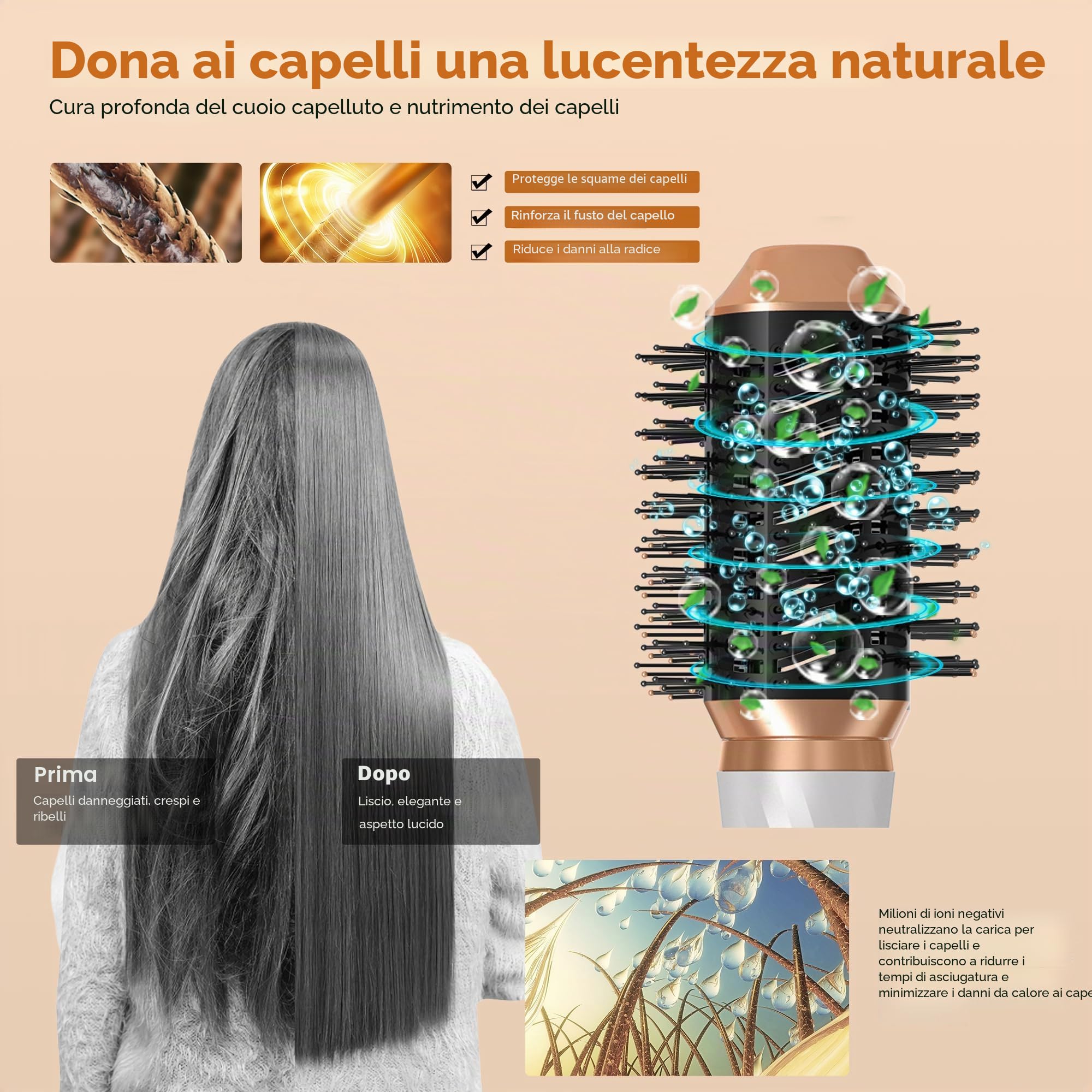 UKLISS Airstyler 6 in 1, Spazzola Asciugacapelli Professionale Set con Arricciacapelli Automatico, Spazzola Lisciante per Capelli, Thermal Brush, Multistyler Regali Set per Donne Styling - Bianco