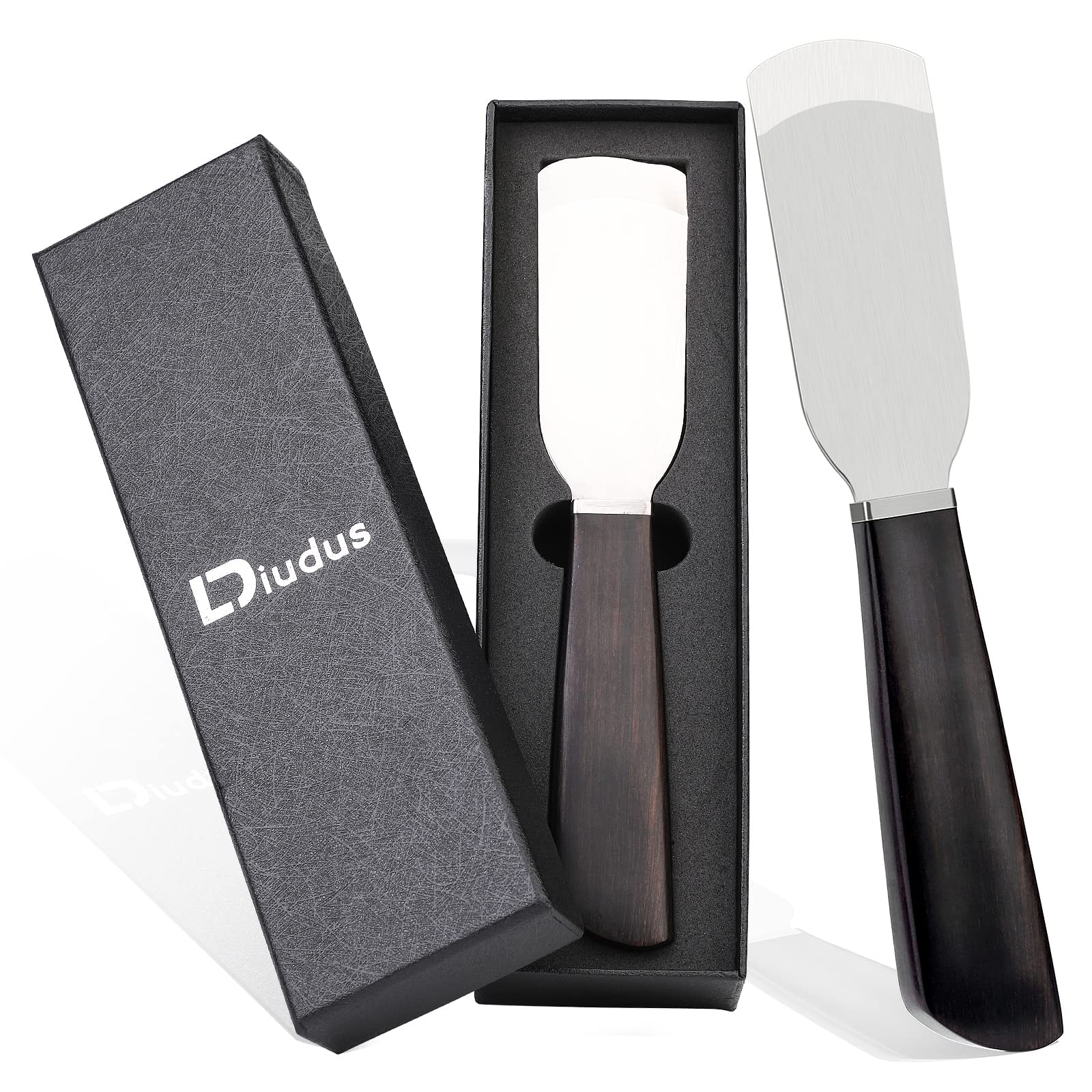 Cuchillo de corte profesional de cuero, cuchillo de esquiador redondo, herramienta de afilado de cuchillo de manualidades de bricolaje, mango de sándalo de hoja de acero de alto carbono