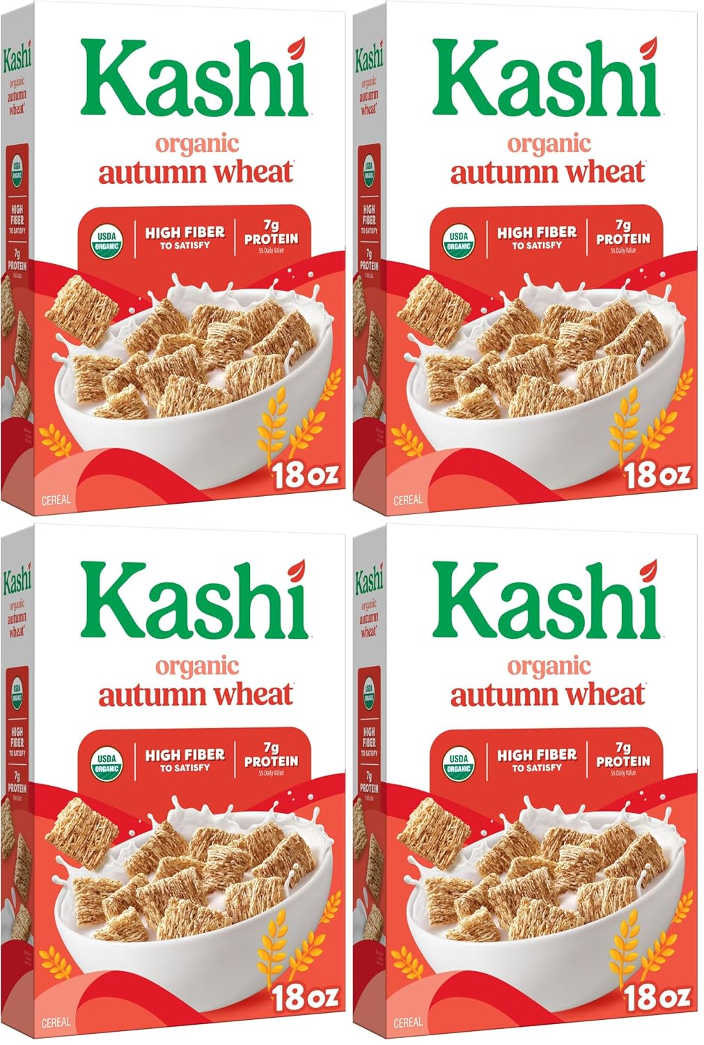 Kashi Breakfast Cereal, Organic, Whole Grain, Autumn Wheat, 18oz Box (1 Box) (Pack of 4)