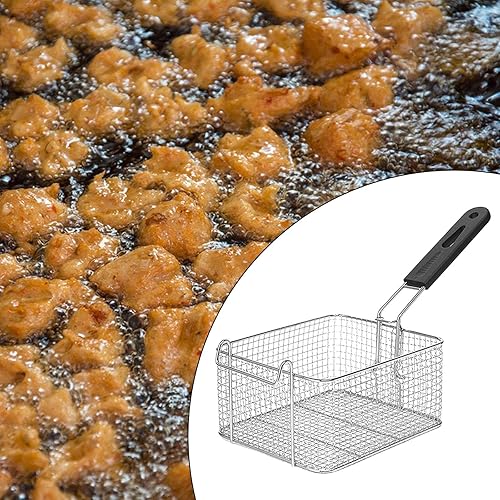 Miniatura 2 de Bothyi Cesta multiusos para papas fritas, colador de alimentos con asa de acero inoxidable para cocina, anillos de cebolla, restaurante, 7.8 x 6.7 x