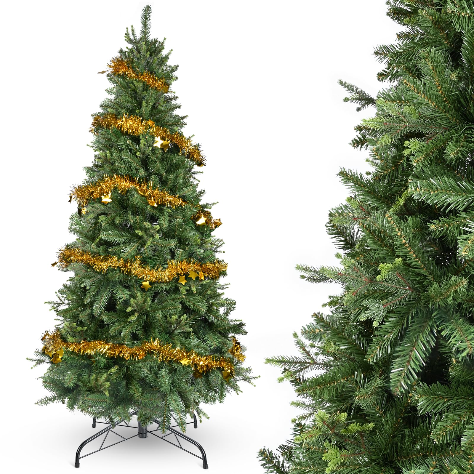 YEAUPE PRO Sapin de Noël Artificiel 170 cm avec 800 Pointes, PVC + PE | Support Métallique Robuste incluant Un Ruban Décoratif de 9 m | pour Intérieur et Extérieur