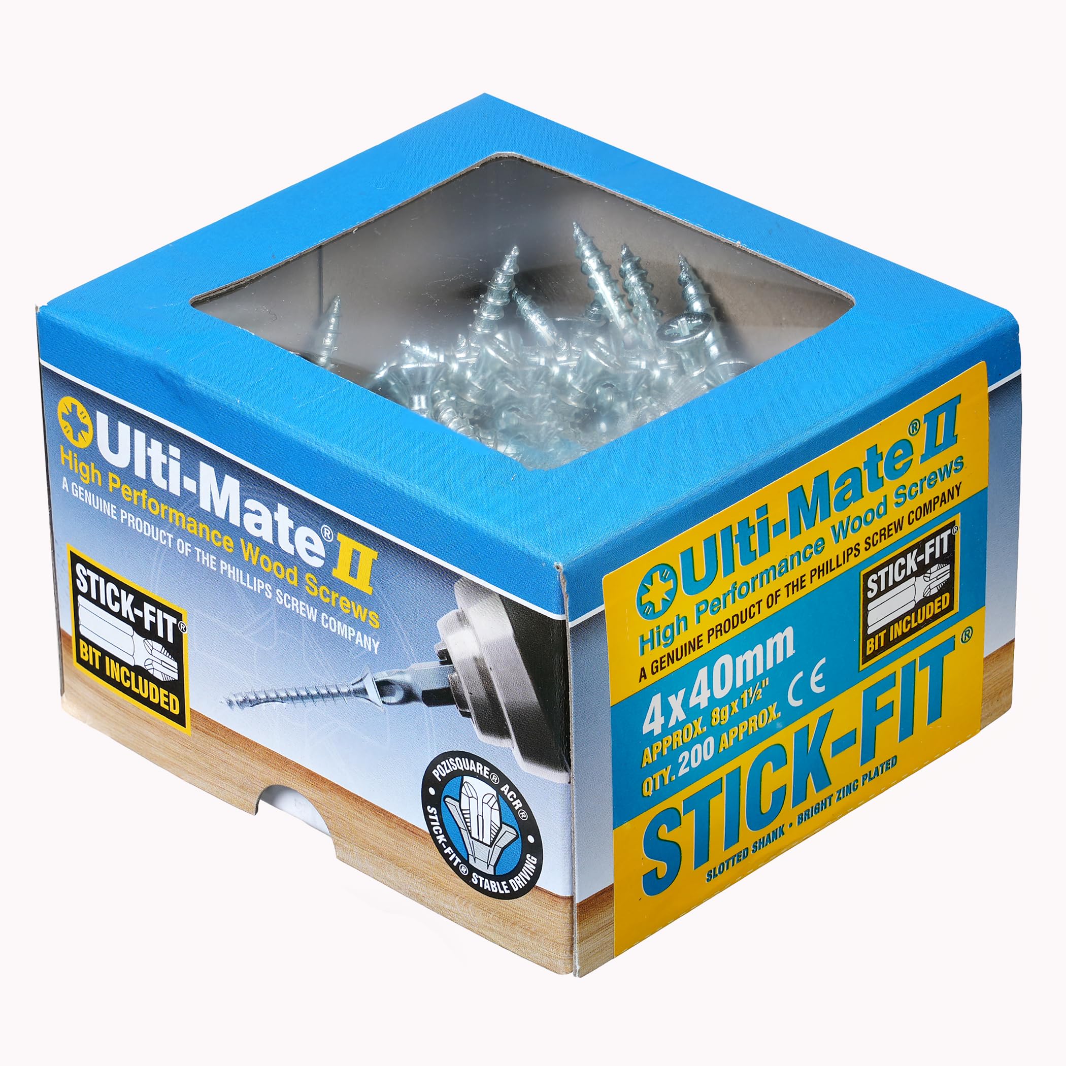 Ulti-Mate Silver Woodcrews - Bright Zinc Plated - 4.0 X 40Mm - Box Of 200