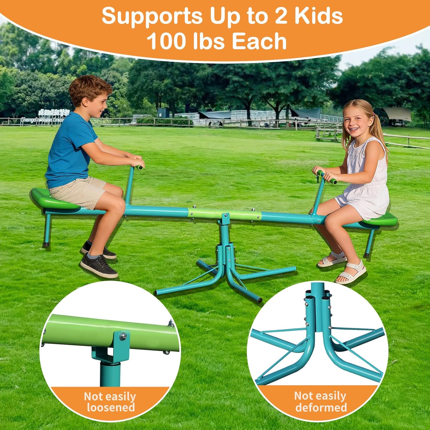 Seesaw for Kids Outdoor, 360° Rotating Seesaw Outdoor Teeter Totter with Sit and Spin Design for Backyard Park & Balcony Ideal Outdoor Toys for Kids Ages 3 4 5 6 7 8