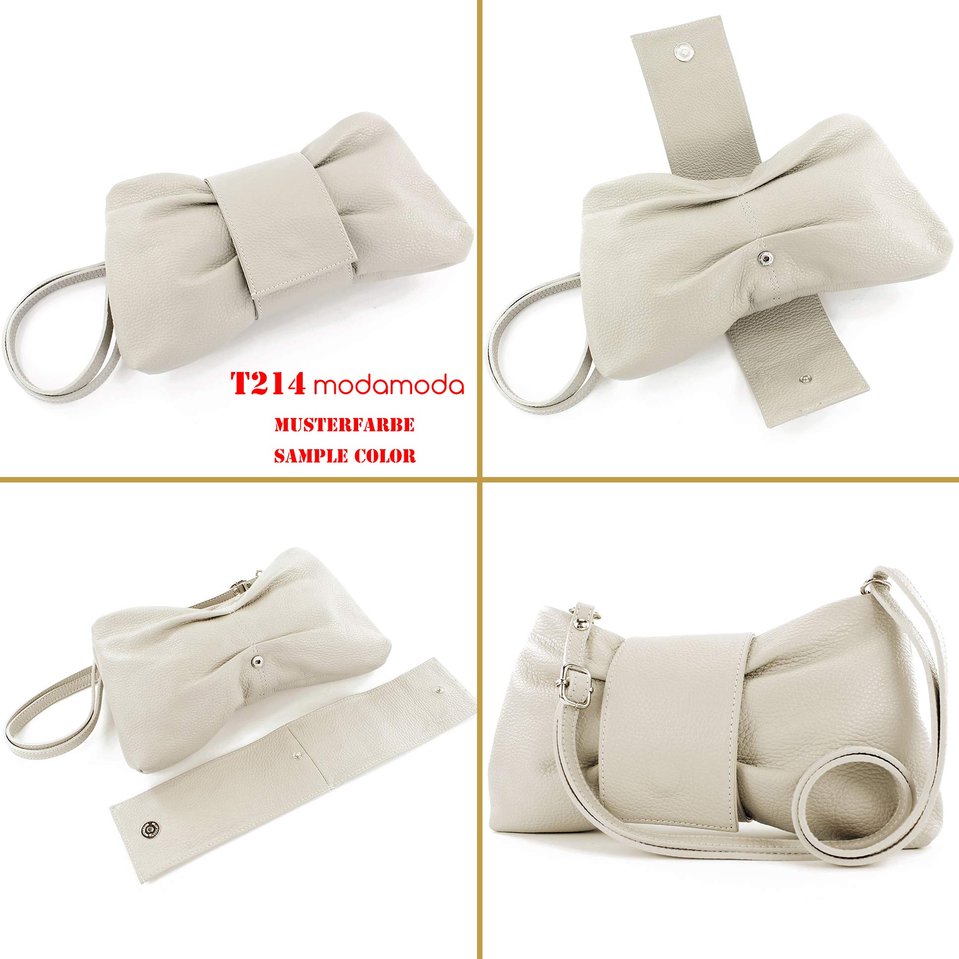 modamoda de T214 Damen Leder Umhängetasche Clutch Schultertasche Schleife handmade in Italy