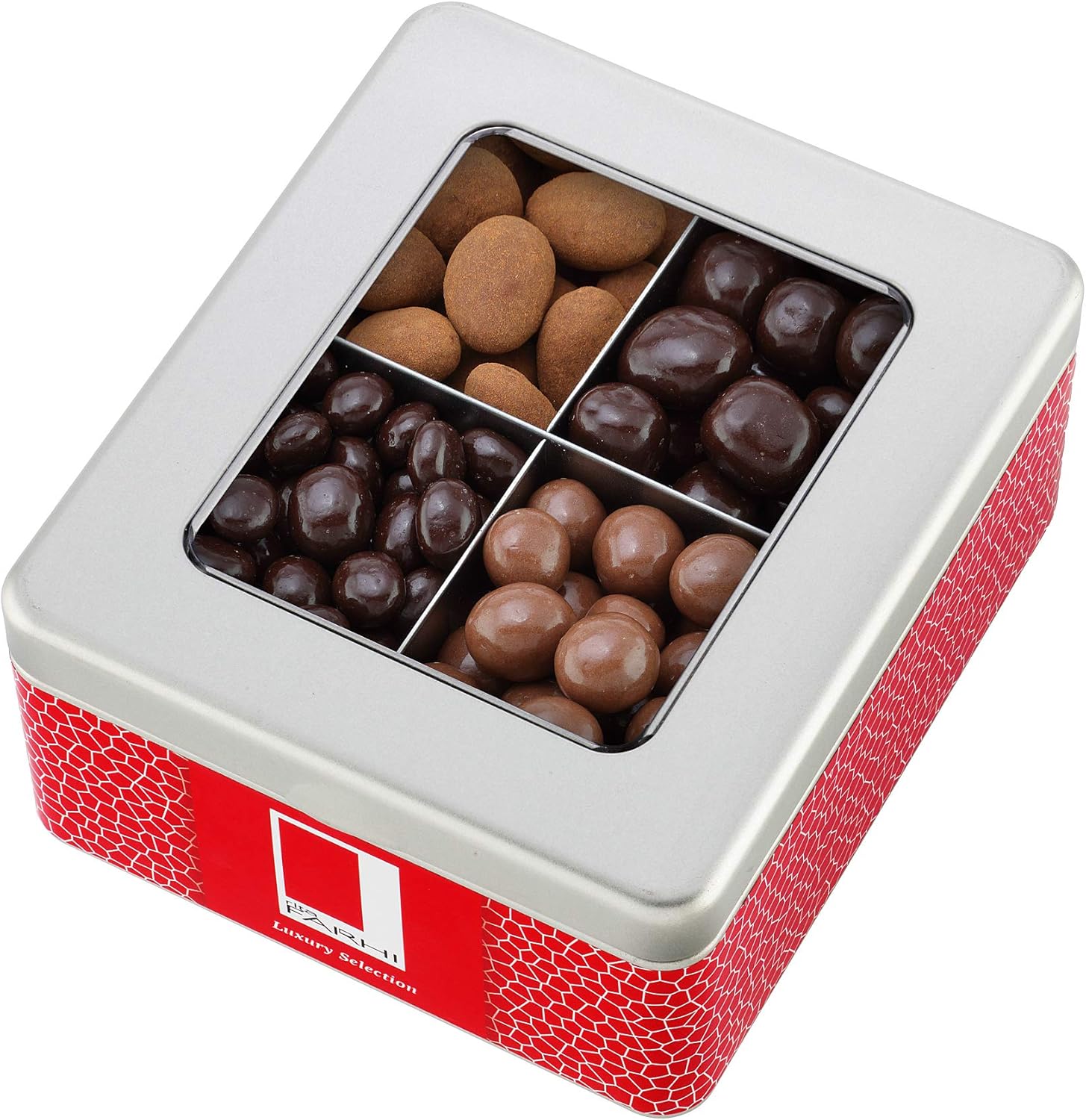 Rita Farhi Assorted Chocolate Coated Nuts Luxury Gift Tin 850g Chocolate Covered and Cinnamon