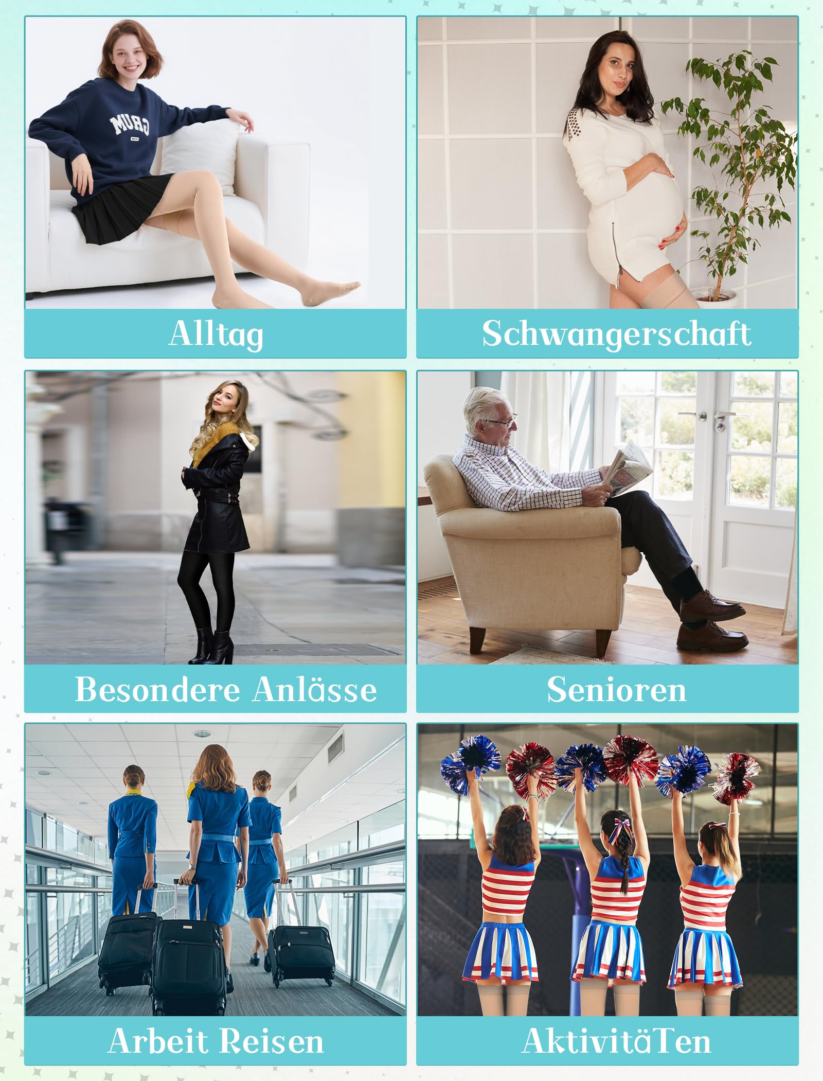 20-30 mmHg Bas de compression médicale pour homme et femme Classe 2 Bas de contention longs à la cuisse Bout fermé Chaussettes de compression avec bande en silicone pour varices, œdèmes, vol
