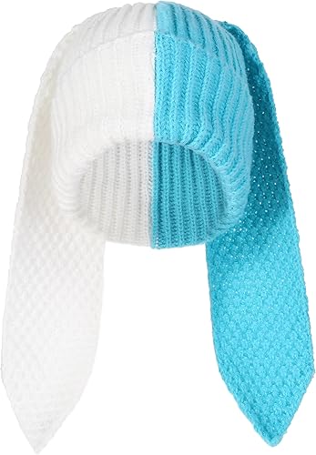 Gorro de conejo para mujer, lindo conejo de ganchillo, gorro de invierno, cálido gorro de calavera para esquí al aire libre