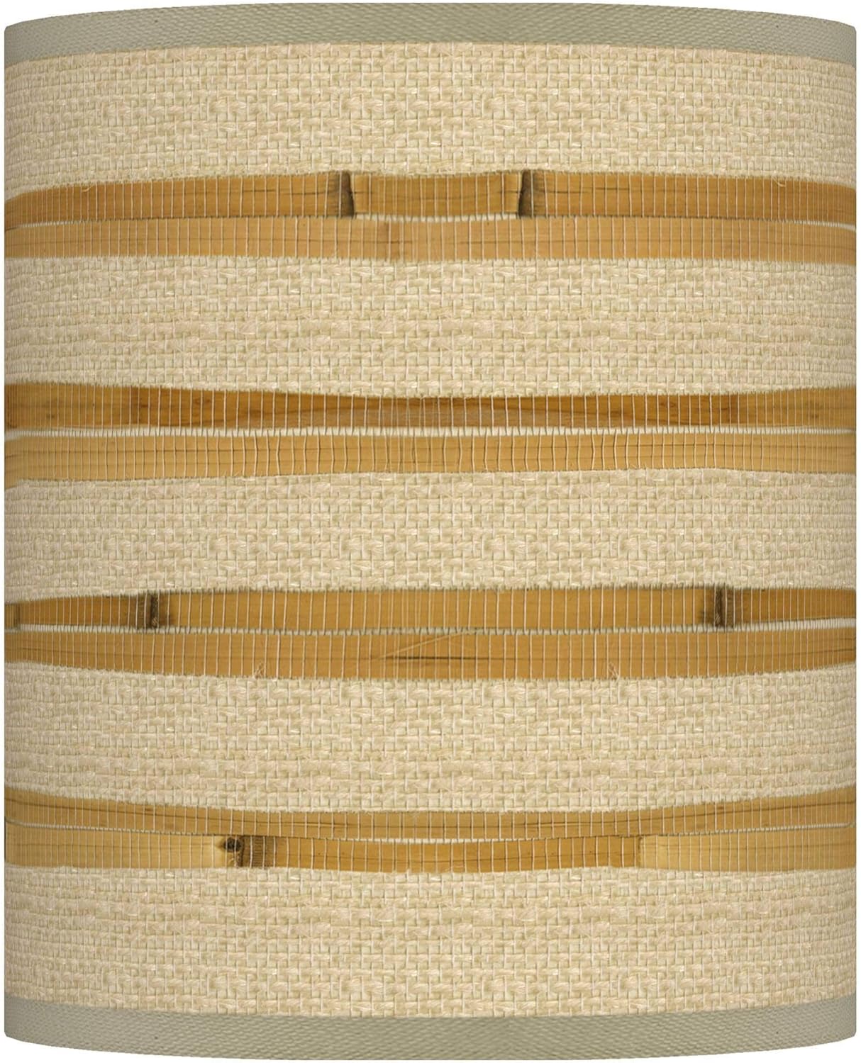 Cylinder Print Lamp Shade (Pre-Assembled) Bamboo Wrap Brown Beige Medium 10" Top x 10" Bottom x 12" High Spider with Replacement Harp and Finial Fitting - Giclee Glow