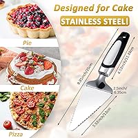 Vista 3 de Juego de 10 espátulas de pizza para tartas, de acero inoxidable, espátula de pizza, cortador de tartas, servidor dentado, tarta de postre con mango