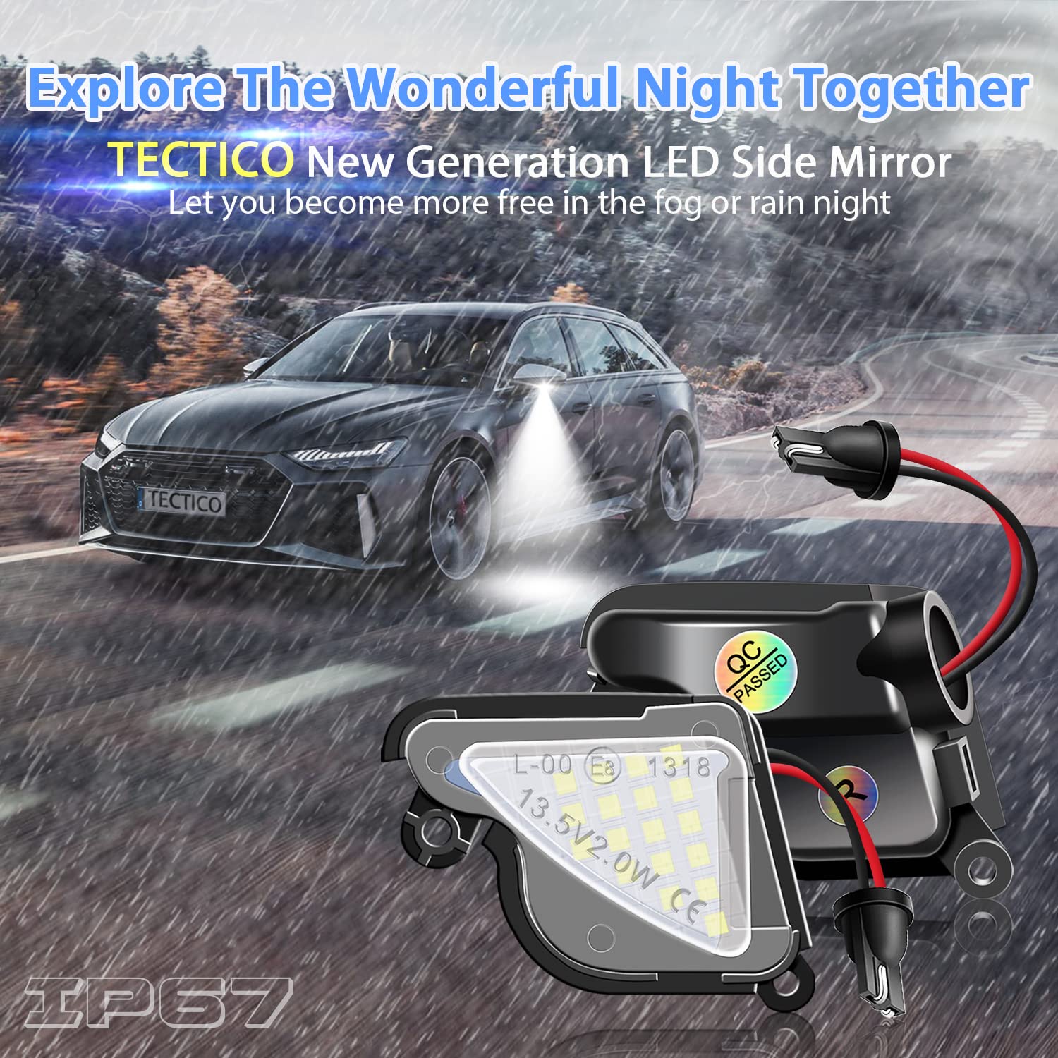 njssjd Luci di benvenuto a LED per specchietti retrovisori, 6000 K, colore bianco, Canbus, per Skoda Octavia Superb Kodiaq Karoq VW T-Roc