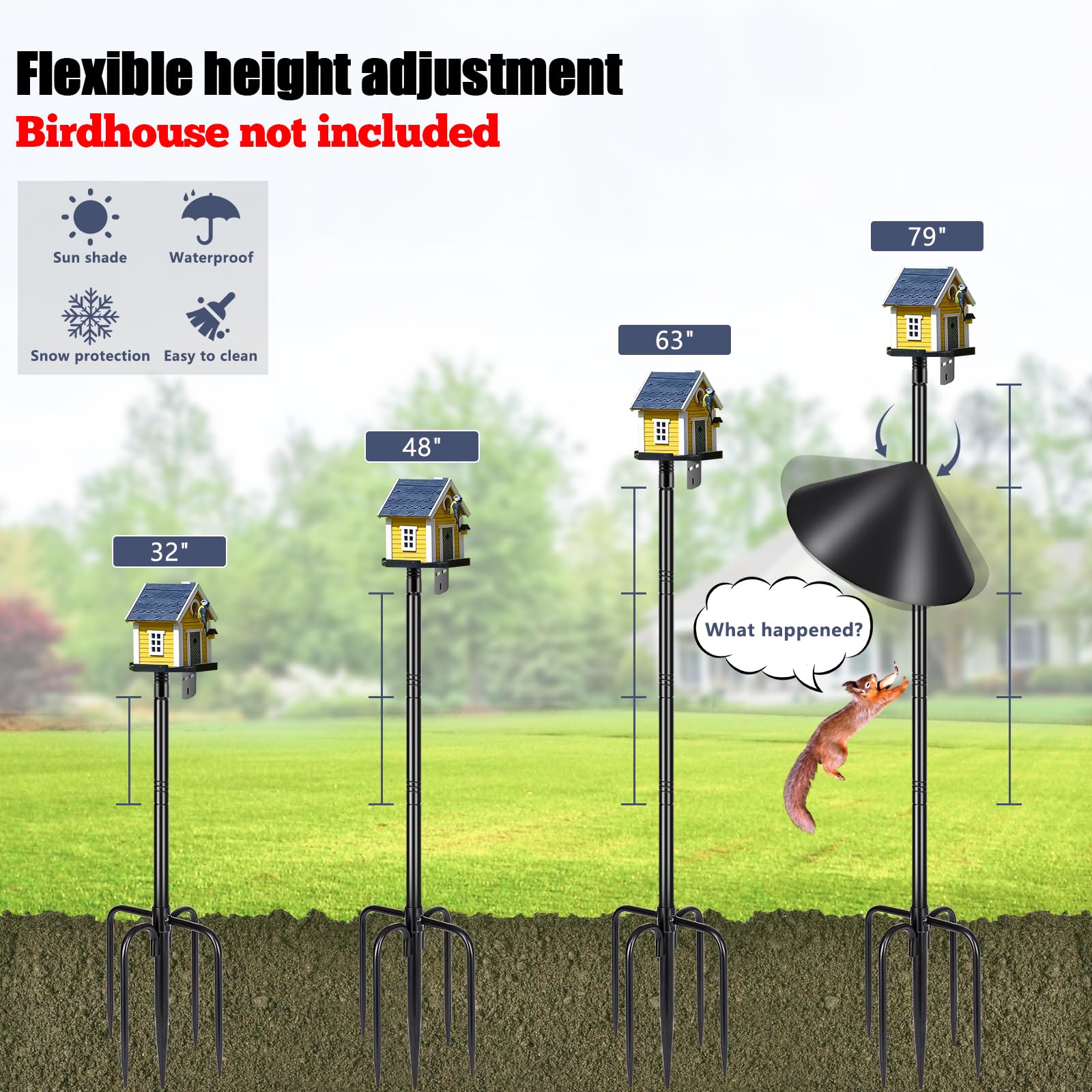 Snapklik.com : Smart Bird Feeder Pole Squirrel Proof 79 Inch Bluebird ...
