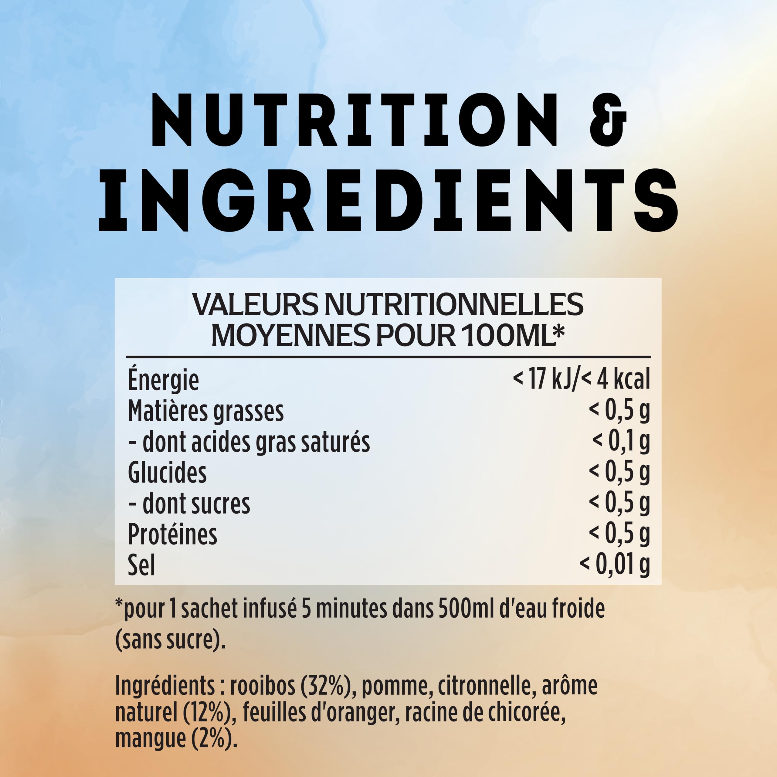 Lipton, Infuse à Froid, Infusion à Froid, Goût Mangue et Rooibos, Idéale pour le Thé Glacé, Ingrédients d'Origine 100% Naturelle, 15x12 Sachets Pyramid, 180 Sachets