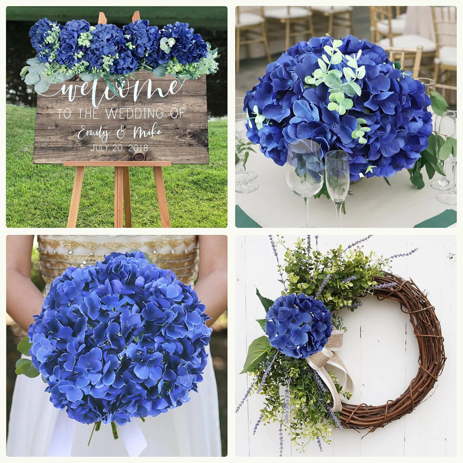 AVIVIHO 65pcs Fake Flowers Navy Blue Hydrangea Artificial Flowers Bulk (Not Squished, No Steaming Need) Silk Flowers with Stems for Wedding Decor,Home,Baby Shower,Table Centerpieces Decoration - Image 3