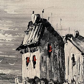 Amazon.co.jp: 手書き油絵 二隻の船 額付 絵画 インテリア 油彩画