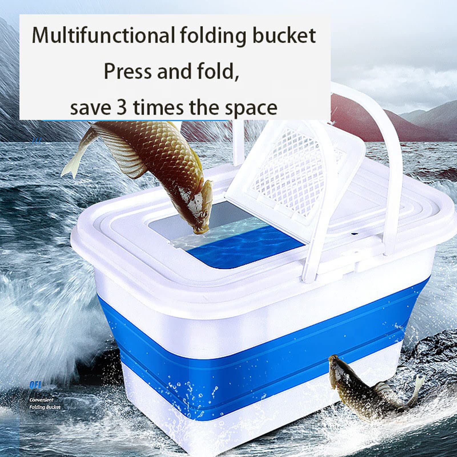 Flatware Cubo Plegable, Contenedor Almacenamiento Plegable Acampar Cubo Plegable 13l Cubo Ligero Portátil para Acampar Viajar Senderismo Pesca Navegar Y Jardinería