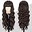 Lativ Brown Wig With Bangs Long Wavy Reddish Brown Wigs Synthetic Heat Resistant Curly Wigs for Women Daily Party Use 26 Inches