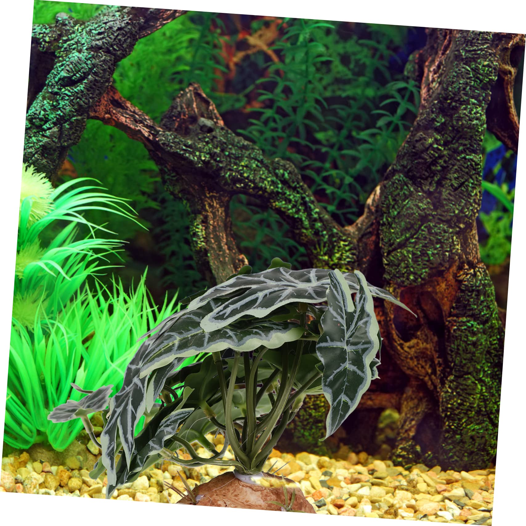 DOITOOL 4pezzi Decorative Artificial Reptile Plant for Terrariums and Aquariums Resin and Landscape Decoration with Base for Reptile Habitats Home Decor